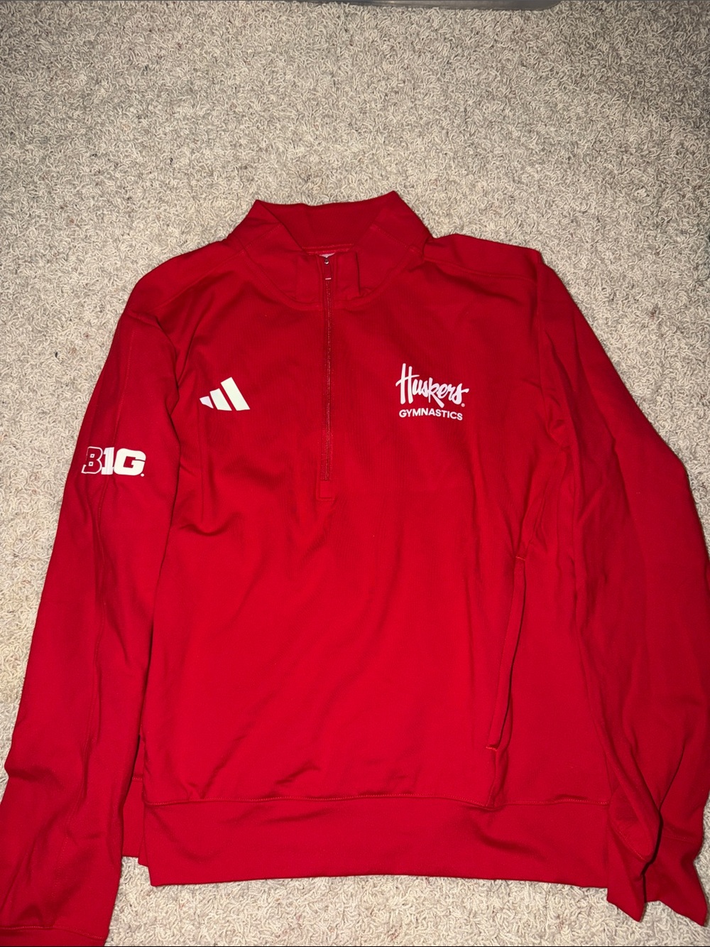 adidas Red Husker Gymnastics women’s Half-Zip Pullover